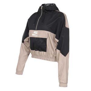 Nike oversized mesh half-zip hooded jacket in black